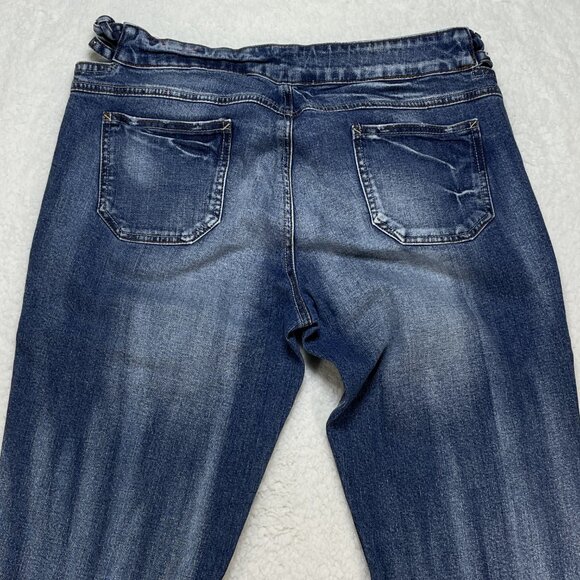 Mudd Jeans Delicious Curves Womens Sz 13 Blue Flare Leg Mid Rise Rhinestones - Picture 4 of 12